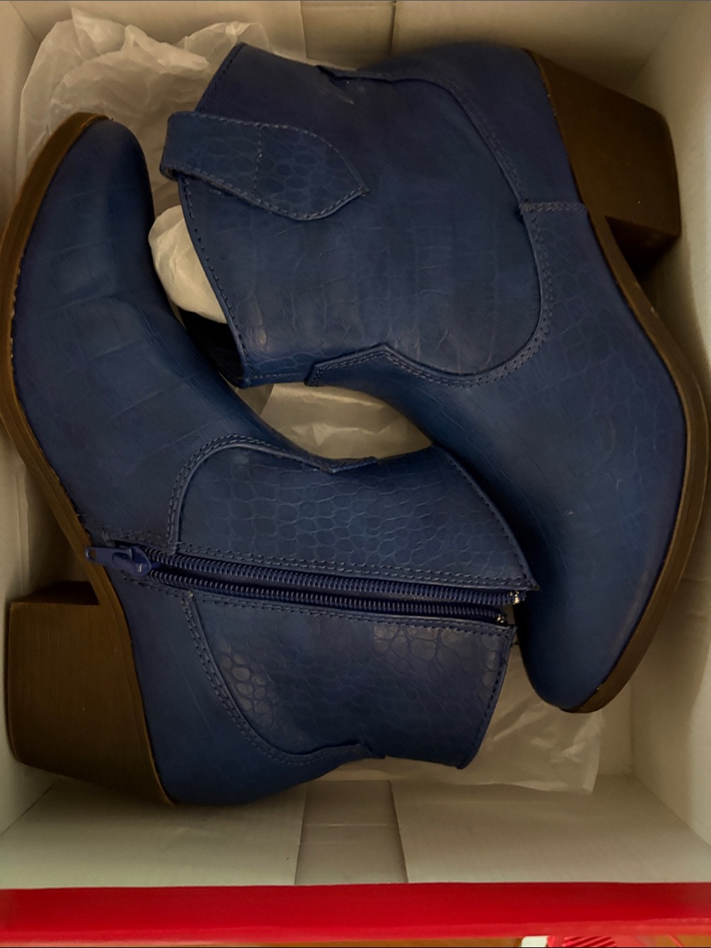 True Craft Blue Ankle Booties with Side Zip